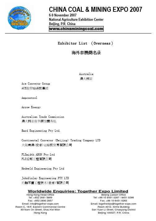 海外参展商名录