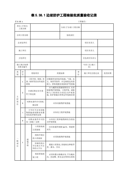 边坡防护工程检验批质量验收记录