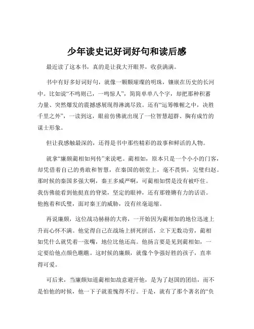 少年读史记好词好句和读后感