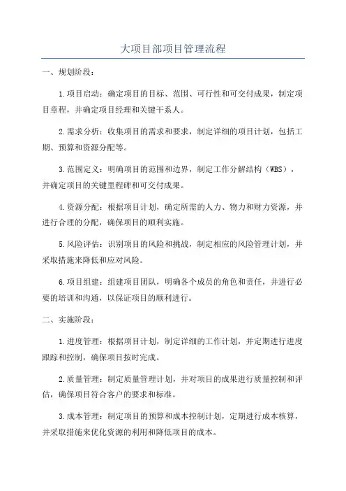 大项目部项目管理流程