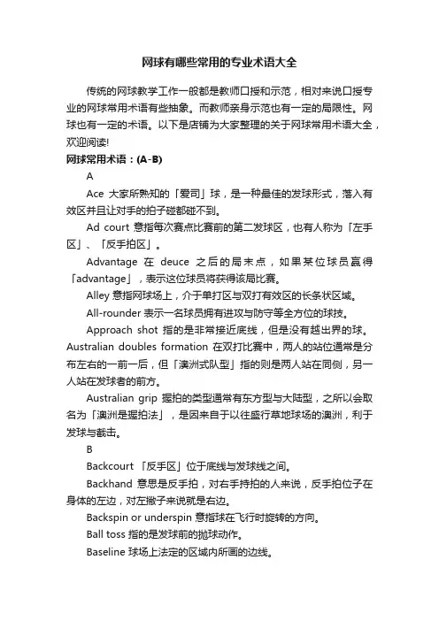 网球有哪些常用的专业术语大全