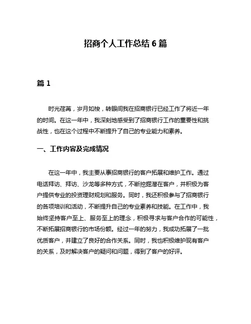 招商个人工作总结6篇