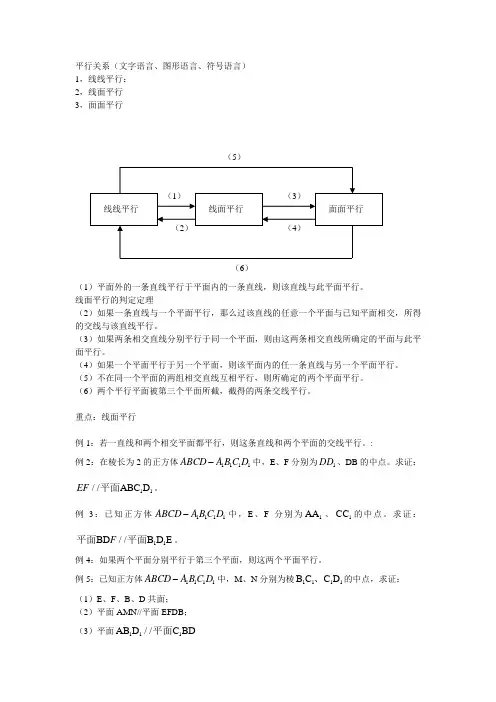 立体几何-平行关系