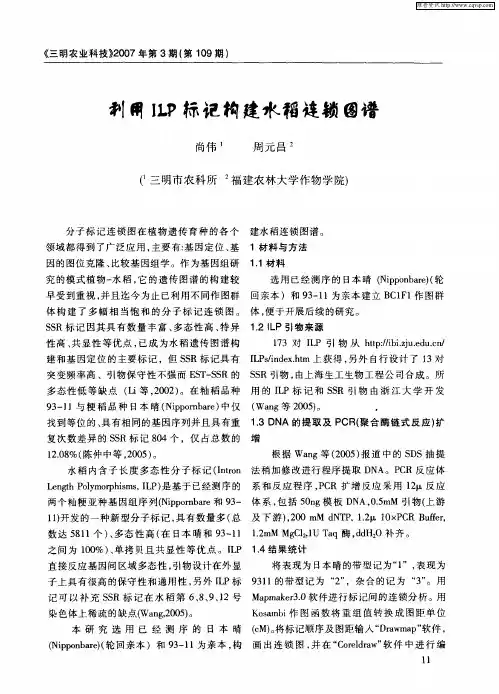 利用ILP标记构建水稻连锁图谱