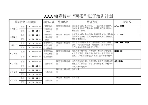 村两委班子培训计划