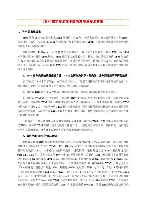 TBM施工技术在中国的发展及技术背景