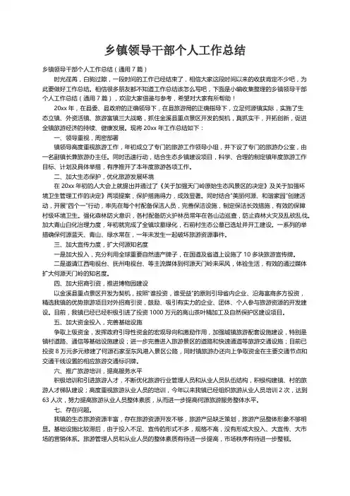 乡镇领导干部个人工作总结（通用7篇）