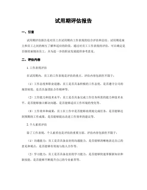试用期评估报告
