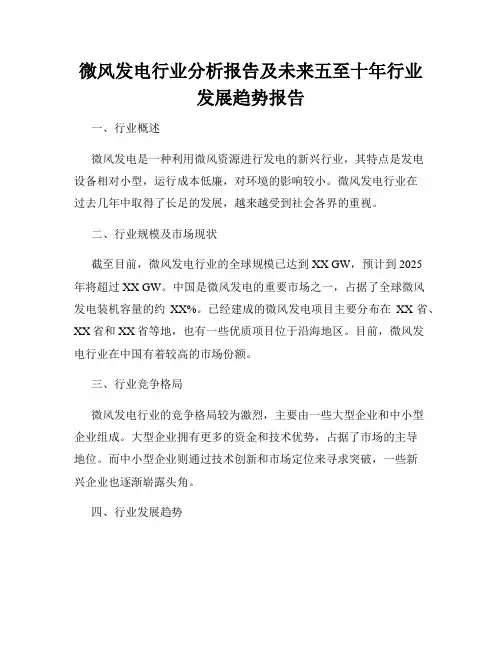 微风发电行业分析报告及未来五至十年行业发展趋势报告