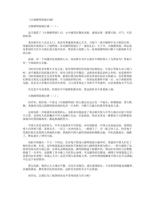 火烧圆明园观后感10篇