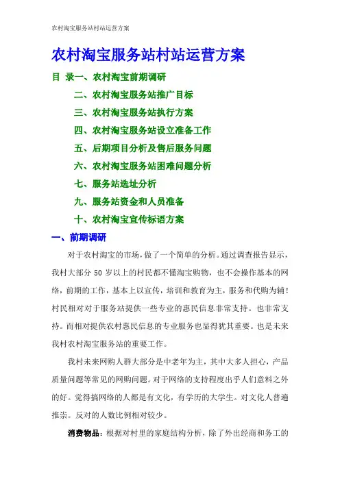 2016农村淘宝服务站村站运营方案-(实用版)