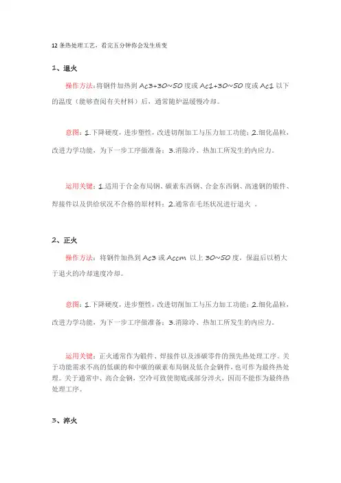 12条热处理工艺.