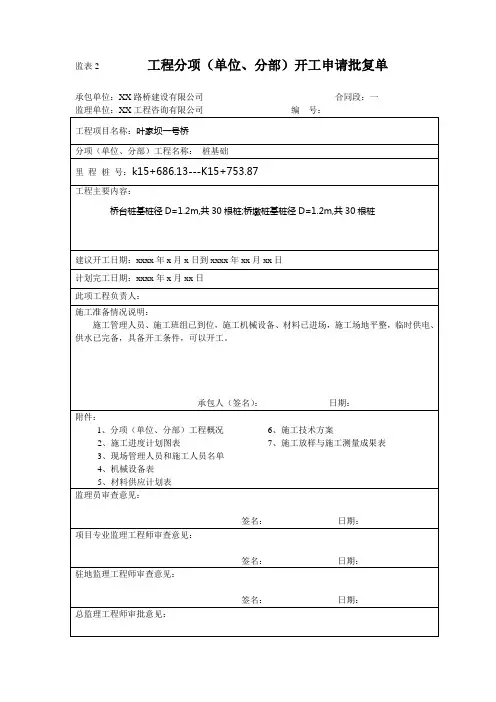 桩基开工报告