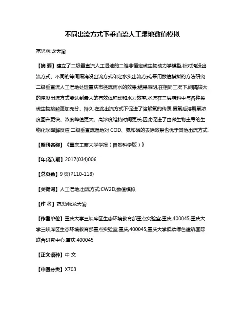 不同出流方式下垂直流人工湿地数值模拟