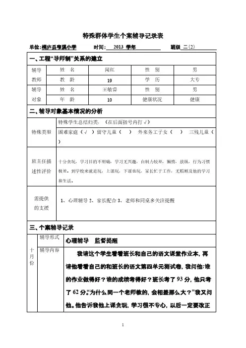 二(2)班特殊群体学生辅导记录-推荐下载