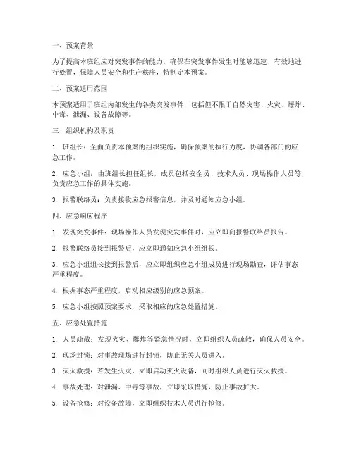 班组应急处理预案