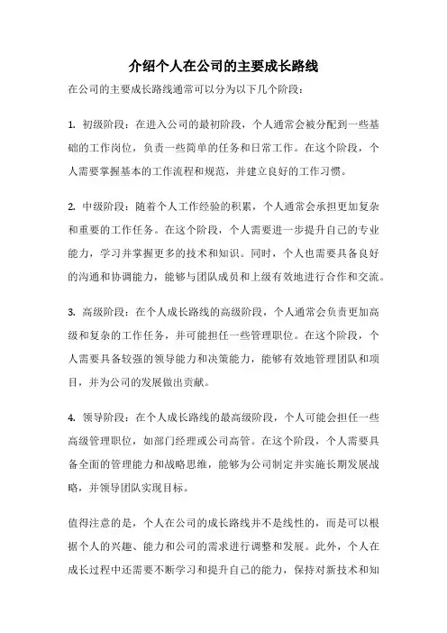 介绍个人在公司的主要成长路线