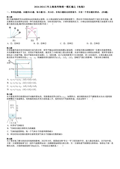 2024-2024三年上海高考物理一模汇编之《电场》