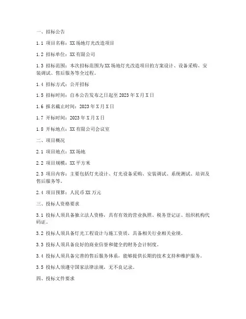 灯光项目招标文件范本
