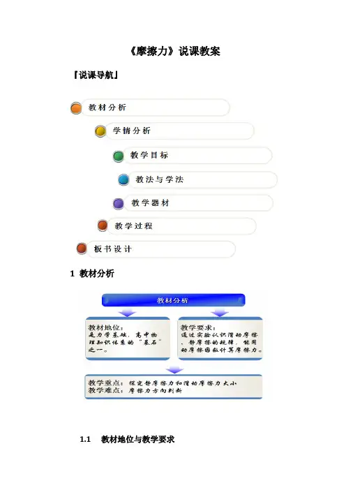 人教版高一物理必修一3.3《摩擦力》说课教案