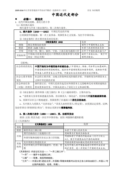 [精]2015-2016年江苏高考历史复习提纲——中国近代史部分[学生用书]
