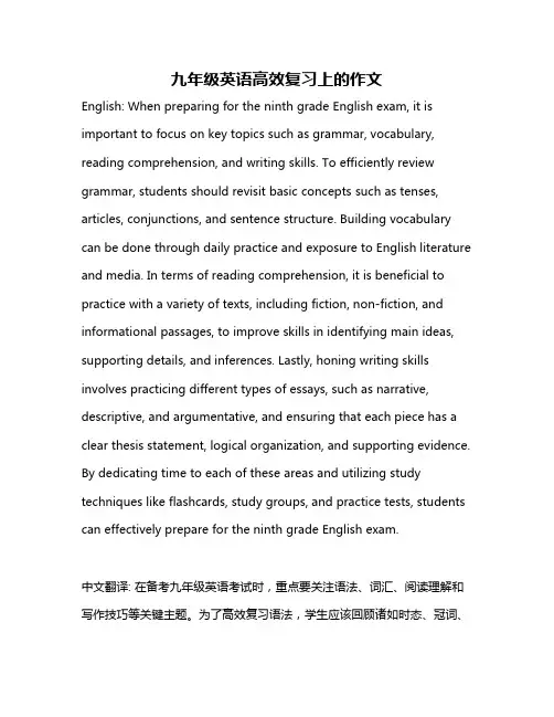 九年级英语高效复习上的作文