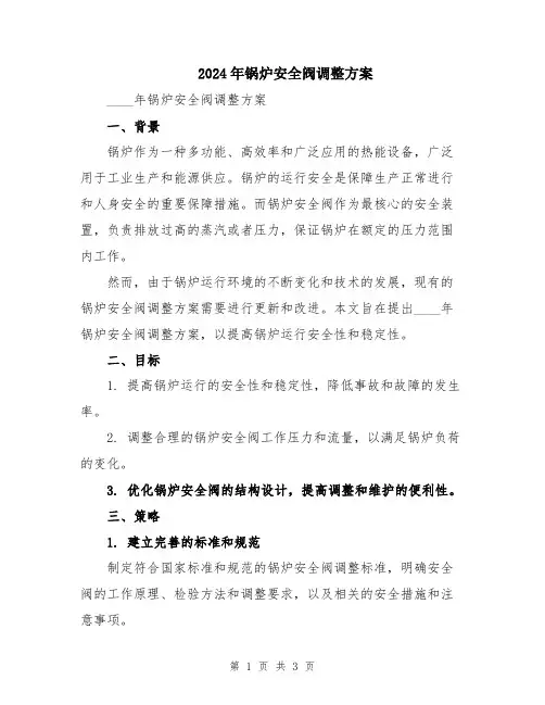 2024年锅炉安全阀调整方案