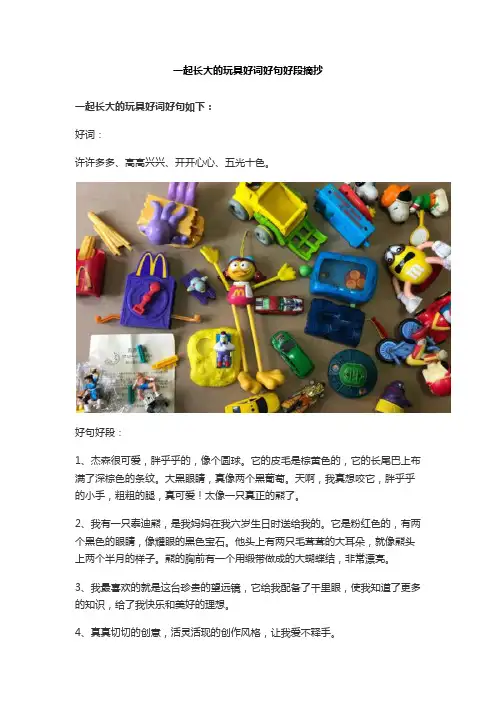 一起长大的玩具好词好句好段摘抄