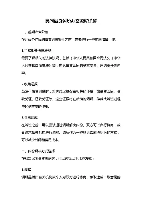 民间借贷纠纷办案流程详解