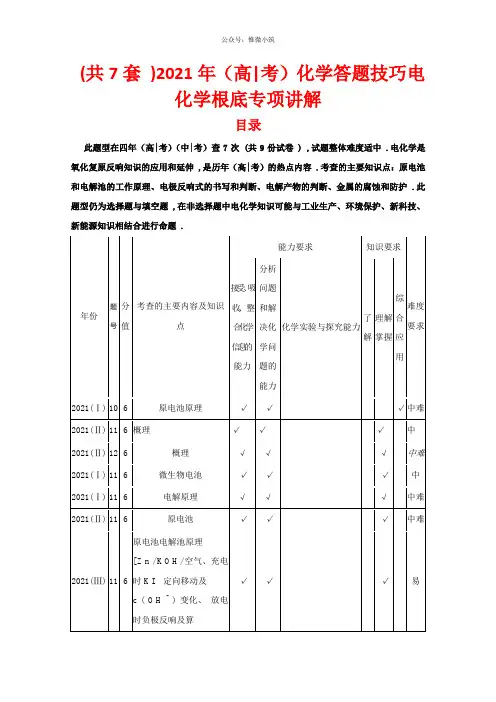 (共7套)2021年高考化学答题技巧 电化学基础 专项讲解 (2)