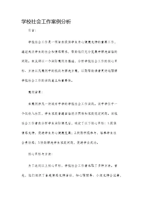 学校社会工作案例分析