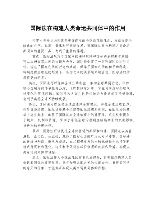 国际法在构建人类命运共同体中的作用
