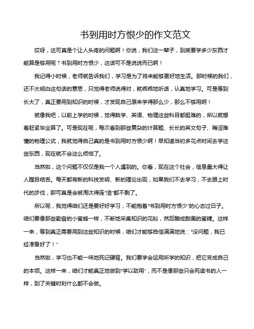 书到用时方恨少的作文范文