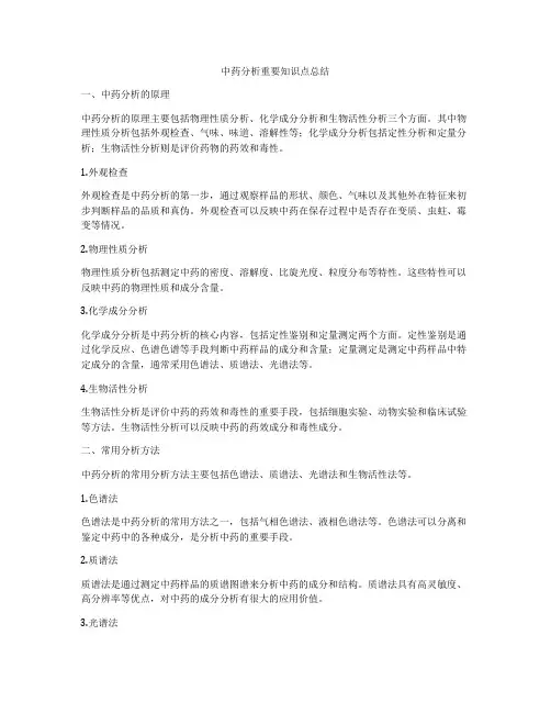 中药分析重要知识点总结