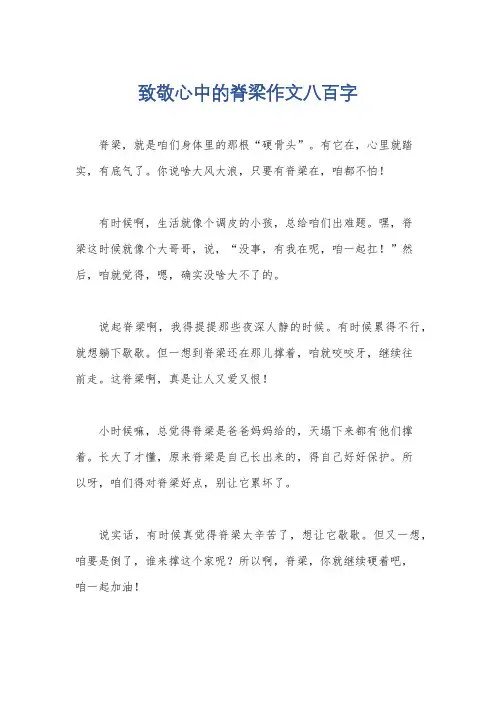 致敬心中的脊梁作文八百字