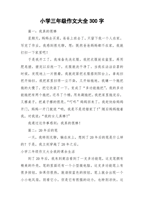 小学三年级作文大全300字_作文