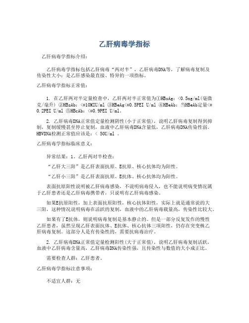 乙肝病毒学指标