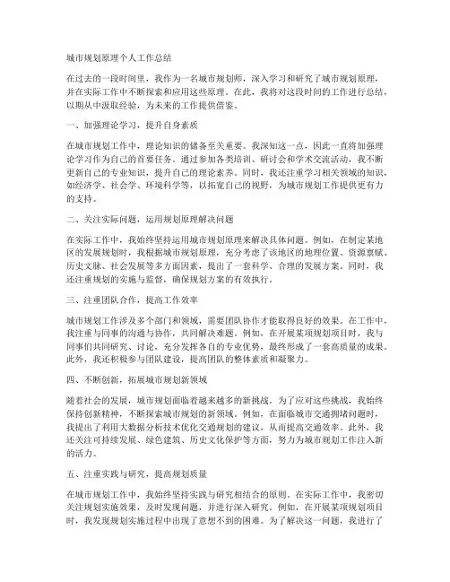 城市规划原理个人工作总结