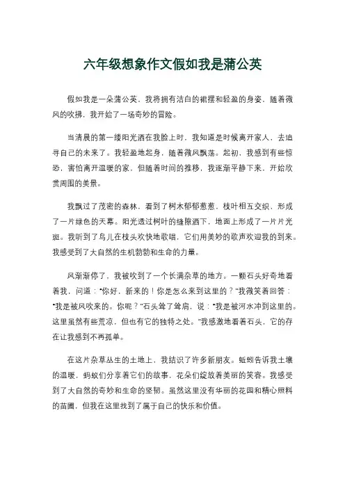 六年级想象作文假如我是蒲公英