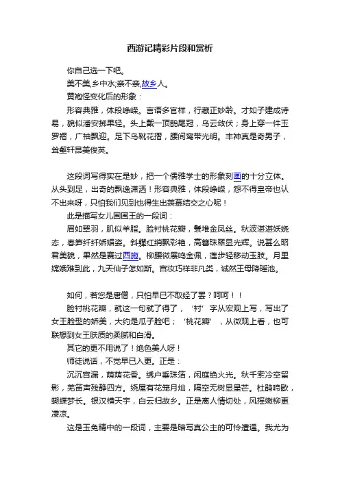 西游记精彩片段和赏析