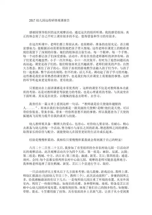 幼儿园远程研修观课报告(最新)
