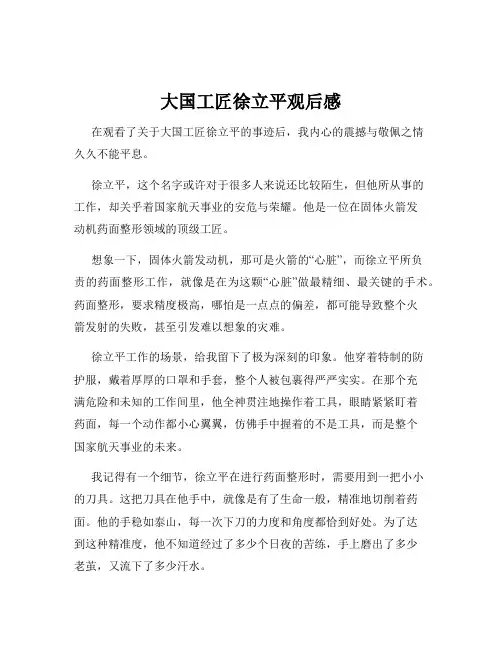 大国工匠徐立平观后感