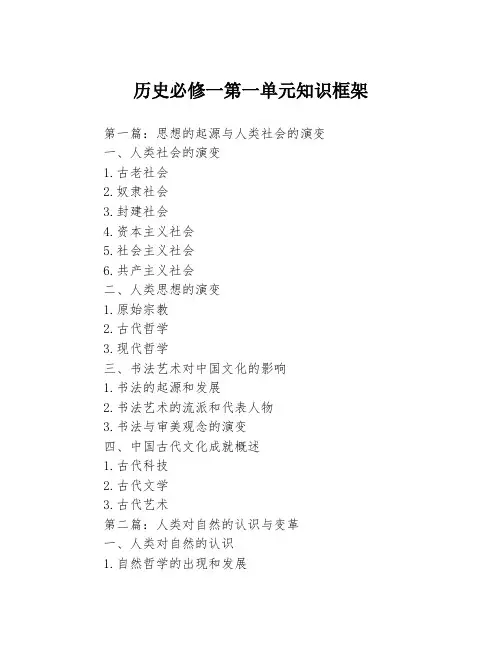 历史必修一第一单元知识框架