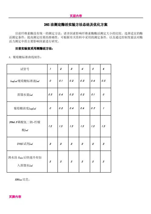 DNS法测定纤维素酶活实验方法总结及优化方案