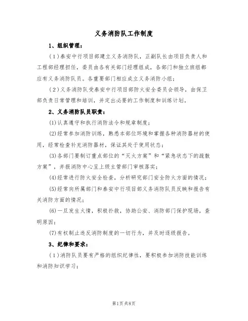 义务消防队工作制度(5篇)