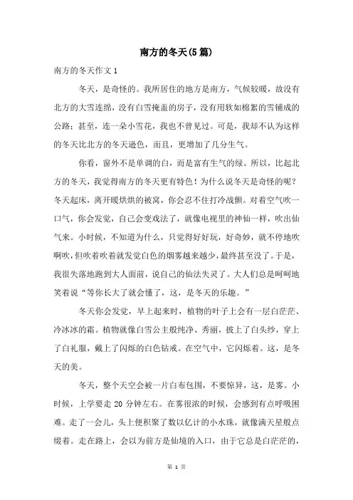 南方的冬天(5篇)