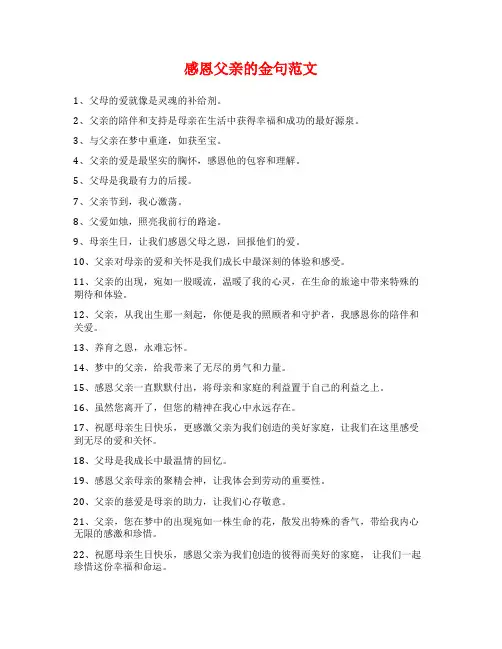感恩父亲的金句范文
