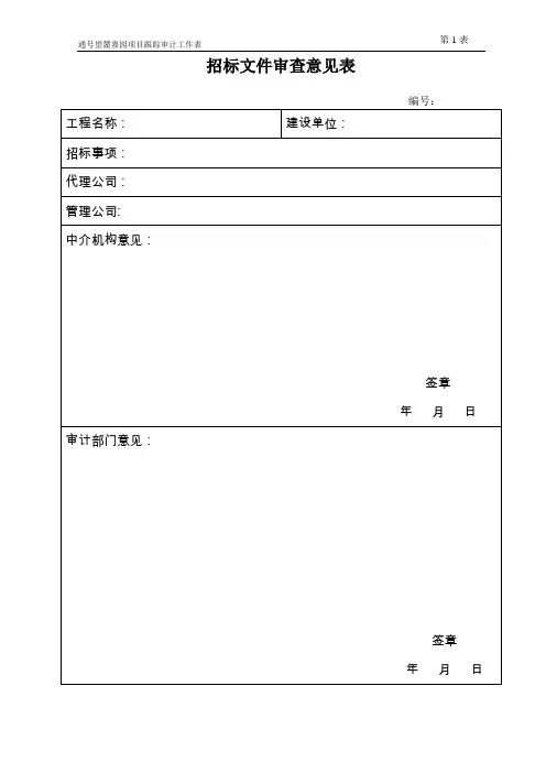 跟踪审计工作表