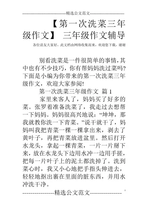 【第一次洗菜三年级作文】 三年级作文辅导