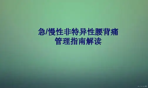 急慢性非特异性下腰痛管理指南解读